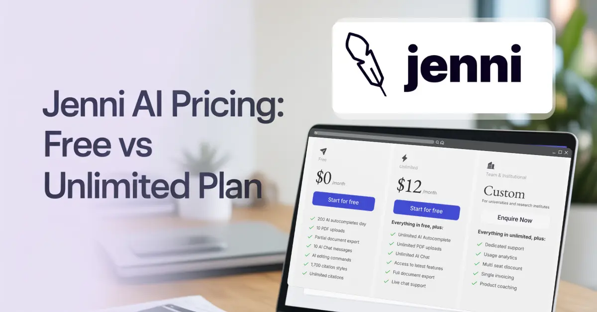 Jenni AI Pricing: Free vs Unlimited Plan [Explained]