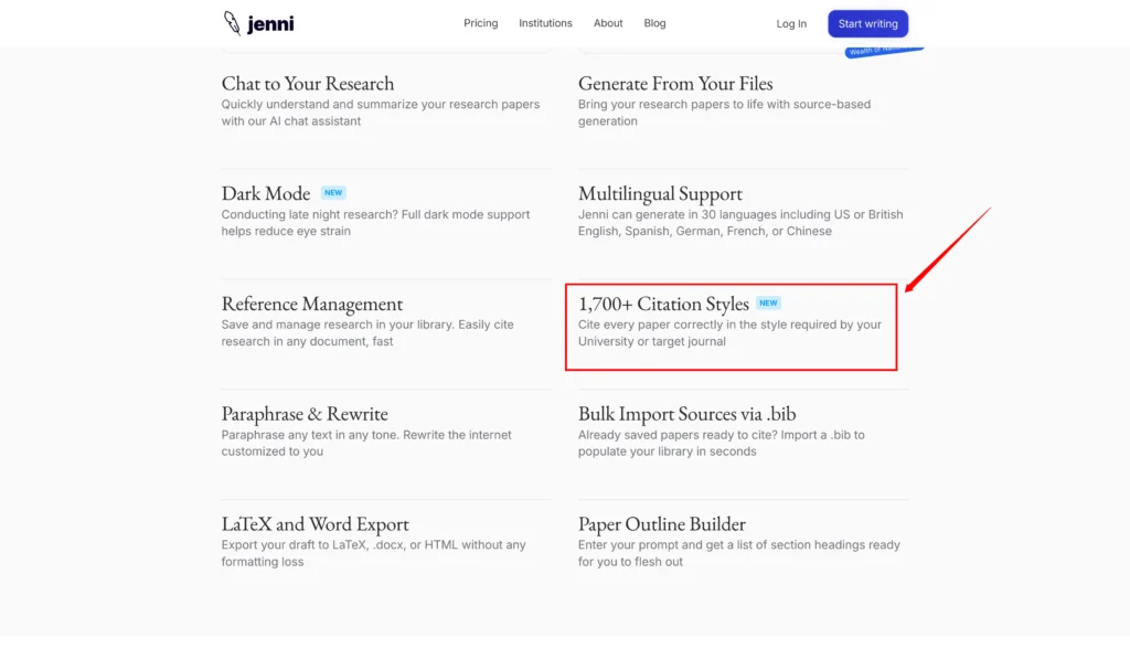 Jenni ai citations styles